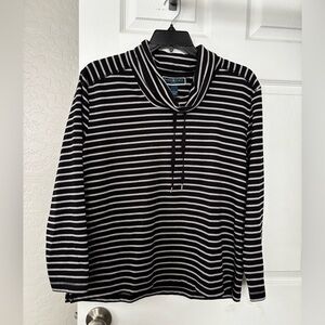 Karen Scott Black and White Striped Top, size L